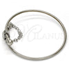 Stainless Steel Individual Bangle, Love Design, with White Crystal, Polished, Steel Finish, 07.258.0001.04 (02 MM Thickness, Size 4 - 2.25 Diameter)