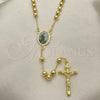 Oro Laminado Medium Rosary, Gold Filled Style San Judas and Crucifix Design, Polished, Golden Finish, 09.253.0038.24
