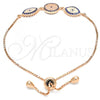 Sterling Silver Fancy Bracelet, with Sapphire Blue and White Cubic Zirconia, Polished, Rose Gold Finish, 03.369.0007.1.10