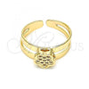 Oro Laminado Baby Ring, Gold Filled Style Flower Design, with White Micro Pave, Polished, Golden Finish, 01.233.0012 (One size fits all)