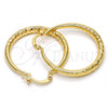 Oro Laminado Medium Hoop, Gold Filled Style Hollow Design, Diamond Cutting Finish, Golden Finish, 02.170.0084.30