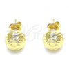 Oro Laminado Stud Earring, Gold Filled Style Diamond Cutting Finish, Golden Finish, 02.100.0105