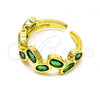 Oro Laminado Multi Stone Ring, Gold Filled Style with Green Cubic Zirconia, Polished, Golden Finish, 01.102.0010