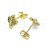 Oro Laminado Stud Earring, Gold Filled Style with Green Micro Pave, Polished, Golden Finish, 02.342.0128