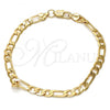 Gold Tone Basic Bracelet, Figaro Design, Polished, Golden Finish, 04.242.0017.09GT