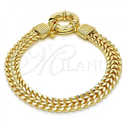 Oro Laminado Fancy Bracelet, Gold Filled Style Greek Key Design, Polished, Golden Finish, 03.179.0026.08