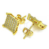 Oro Laminado Stud Earring, Gold Filled Style with White Cubic Zirconia, Polished, Golden Finish, 02.342.0031