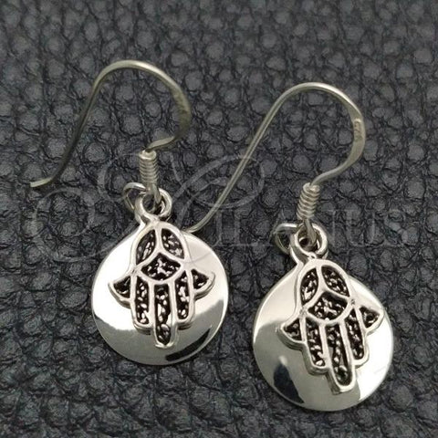 Sterling Silver Dangle Earring, Hand of God Design, Polished, Silver Finish, 02.395.0027