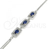 Sterling Silver Fancy Bracelet, with Sapphire Blue Cubic Zirconia and White Micro Pave, Pink Rhodium Finish, 03.286.0013.2.07