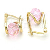 Oro Laminado Small Hoop, Gold Filled Style Spiral Design, with Rhodolite Crystal, Polished, Golden Finish, 5.120.019