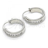 Rhodium Plated Small Hoop, with White Cubic Zirconia, Polished, Rhodium Finish, 02.99.0009.2.20
