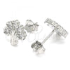 Sterling Silver Stud Earring, Tree Design, with White Cubic Zirconia, Polished, Rhodium Finish, 02.336.0122