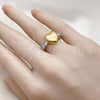 Oro Laminado Multi Stone Ring, Gold Filled Style Heart Design, with White Cubic Zirconia, Polished, Two Tone, 01.341.0154