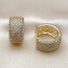 Oro Laminado Huggie Hoop, Gold Filled Style Heart Design, with White Cubic Zirconia, Polished, Golden Finish, 02.283.0261.20
