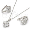 Sterling Silver Earring and Pendant Adult Set, with White Cubic Zirconia, Polished, Rhodium Finish, 10.175.0041