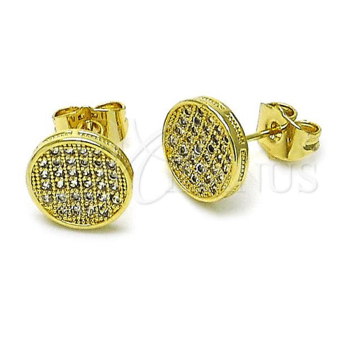 Oro Laminado Stud Earring, Gold Filled Style with White Micro Pave, Polished, Golden Finish, 02.260.0025