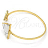 Gold Tone Individual Bangle, with White Mother of Pearl, Polished, Golden Finish, 07.263.0004.2.GT (02 MM Thickness, One size fits all)