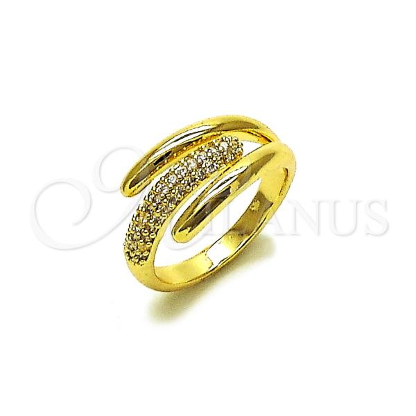 Oro Laminado Multi Stone Ring, Gold Filled Style with White Micro Pave, Polished, Golden Finish, 01.266.0067