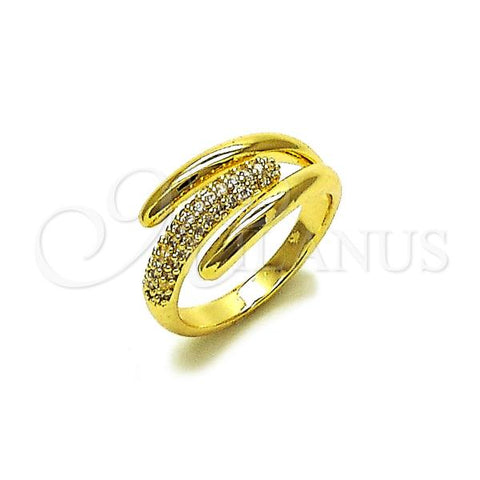 Oro Laminado Multi Stone Ring, Gold Filled Style with White Micro Pave, Polished, Golden Finish, 01.266.0067