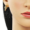 Oro Laminado Stud Earring, Gold Filled Style Heart Design, Polished, Golden Finish, 02.195.0248