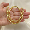 Oro Laminado Necklace and Bracelet, Gold Filled Style Ball Design, Polished, Golden Finish, 06.341.0006