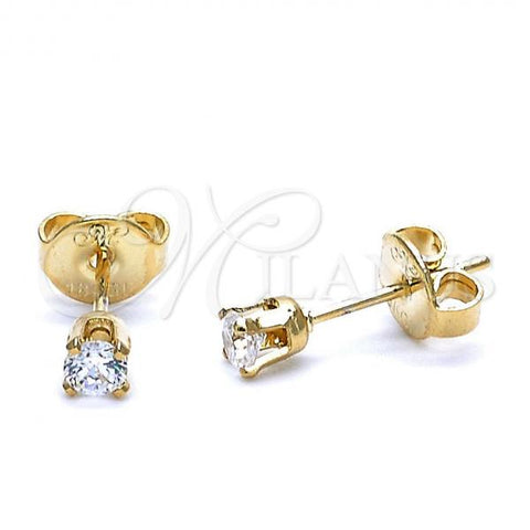 Oro Laminado Stud Earring, Gold Filled Style with White Cubic Zirconia, Polished, Golden Finish, 5.128.015