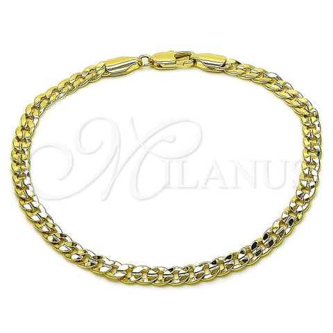 Oro Laminado Basic Bracelet, Gold Filled Style Concave Cuban Design, Polished, Golden Finish, 04.213.0356.09