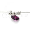 Rhodium Plated Pendant Necklace, Heart and Love Design, with Amethyst Swarovski Crystals and White Micro Pave, Polished, Rhodium Finish, 04.239.0029.2.16