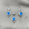 Sterling Silver Earring and Pendant Adult Set, with Bermuda Blue Opal, Polished, Silver Finish, 10.391.0019