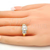 Oro Laminado Multi Stone Ring, Gold Filled Style with White Cubic Zirconia, Polished, Golden Finish, 01.99.0089.08 (Size 8)