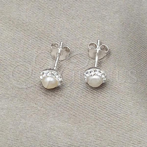 Sterling Silver Stud Earring, with Ivory Pearl, Polished, Silver Finish, 02.399.0059