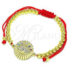 Oro Laminado Adjustable Bolo Bracelet, Gold Filled Style Evil Eye Design, with Multicolor Cubic Zirconia and White Micro Pave, Polished, Golden Finish, 03.381.0003.11