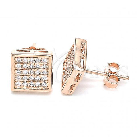 Sterling Silver Stud Earring, with White Cubic Zirconia, Polished, Rose Gold Finish, 02.369.0016.1