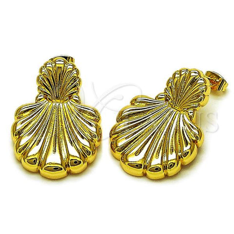 Oro Laminado Stud Earring, Gold Filled Style Shell Design, Polished, Golden Finish, 02.282.0052