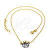 Oro Laminado Pendant Necklace, Gold Filled Style Crown Design, Matte Finish, Two Tone, 04.09.0044.18