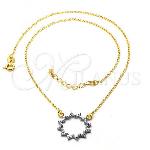 Oro Laminado Pendant Necklace, Gold Filled Style Matte Finish, Two Tone, 04.09.0049.18