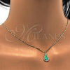 Oro Laminado Pendant Necklace, Gold Filled Style Teardrop Design, with Blue Topaz Opal and White Micro Pave, Polished, Golden Finish, 04.63.1323.18