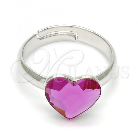 Rhodium Plated Multi Stone Ring, Heart Design, with Rose Swarovski Crystals, Polished, Rhodium Finish, 01.239.0002.1 (One size fits all)