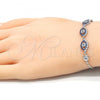 Sterling Silver Fancy Bracelet, with Sapphire Blue and White Cubic Zirconia, Polished, Rhodium Finish, 03.369.0006.10