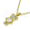 Oro Laminado Fancy Pendant, Gold Filled Style Teddy Bear Design, with White Cubic Zirconia and White Micro Pave, Polished, Golden Finish, 05.341.0051
