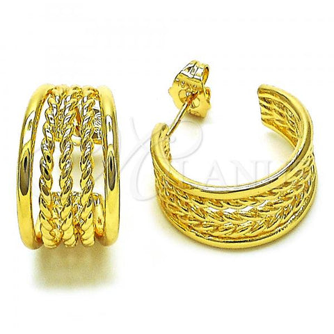 Oro Laminado Small Hoop, Gold Filled Style Rope Design, Polished, Golden Finish, 02.195.0178.20