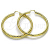 Oro Laminado Large Hoop, Gold Filled Style Hollow Design, Diamond Cutting Finish, Golden Finish, 02.213.0309.70