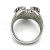 Stainless Steel Mens Ring, Eagle Design, Black Enamel Finish, Steel Finish, 01.234.0002.11 (Size 11)