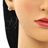 Oro Laminado Stud Earring, Gold Filled Style Heart Design, Polished, Golden Finish, 02.156.0608