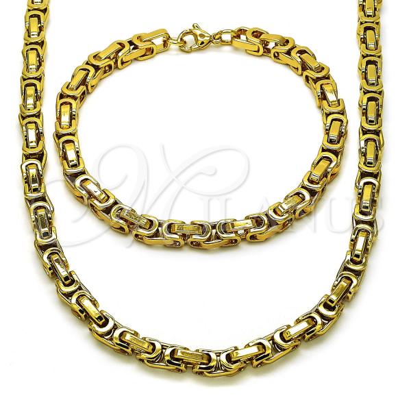 Stainless Steel Necklace and Bracelet, Polished, Golden Finish, 06.116.0061.1