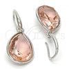 Rhodium Plated Dangle Earring, Teardrop Design, with Light Peach Swarovski Crystals, Polished, Rhodium Finish, 02.239.0016.2