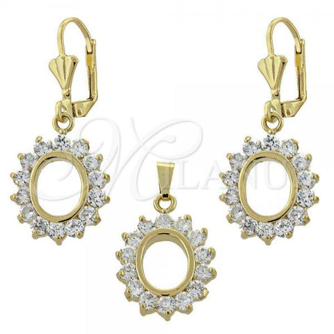 Oro Laminado Earring and Pendant Adult Set, Gold Filled Style with  Cubic Zirconia, Golden Finish, 10.63.0319