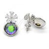 Rhodium Plated Stud Earring, Flower Design, with Crystal Swarovski Crystals and White Micro Pave, Polished, Rhodium Finish, 02.63.2580.1