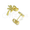 Oro Laminado Stud Earring, Gold Filled Style Tree Design, Polished, Golden Finish, 02.156.0609