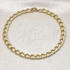 Oro Laminado Basic Anklet, Gold Filled Style Miami Cuban Design, Diamond Cutting Finish, Golden Finish, 03.368.0098.10